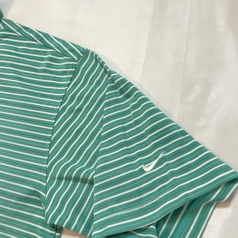 Nike Golf Dri-Fit UV Polo Shirt XL Green Striped Athletic Stretch Performance - Picture 4 of 12